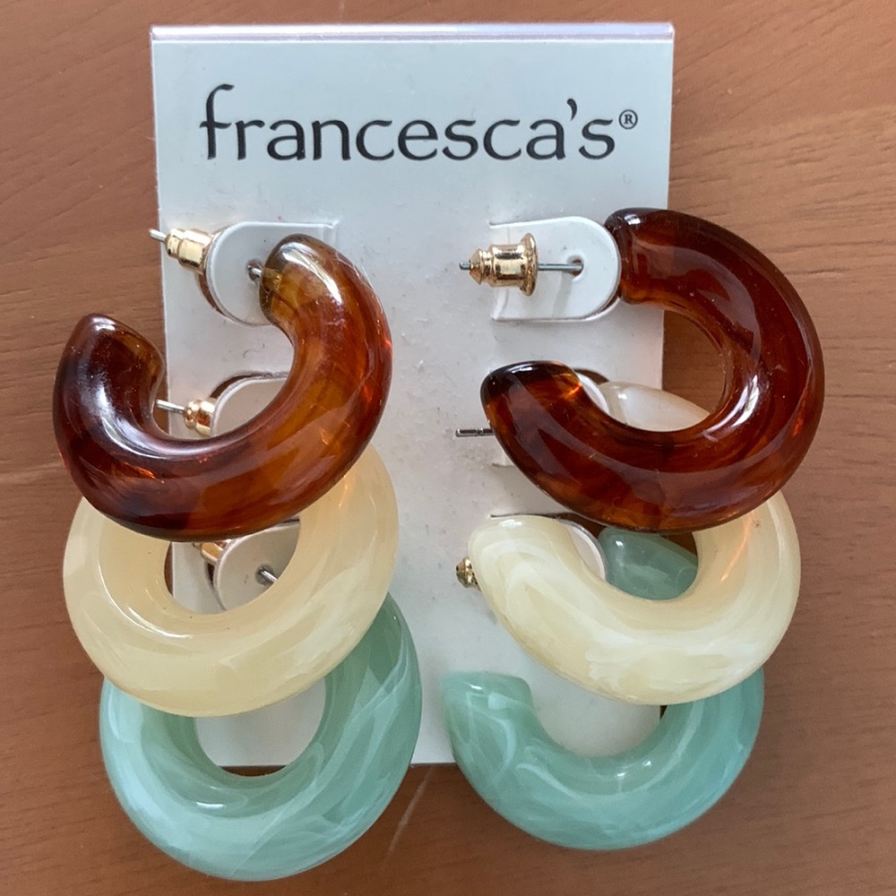 3 pairs of 1 “ hoop earrings Francesca’s.